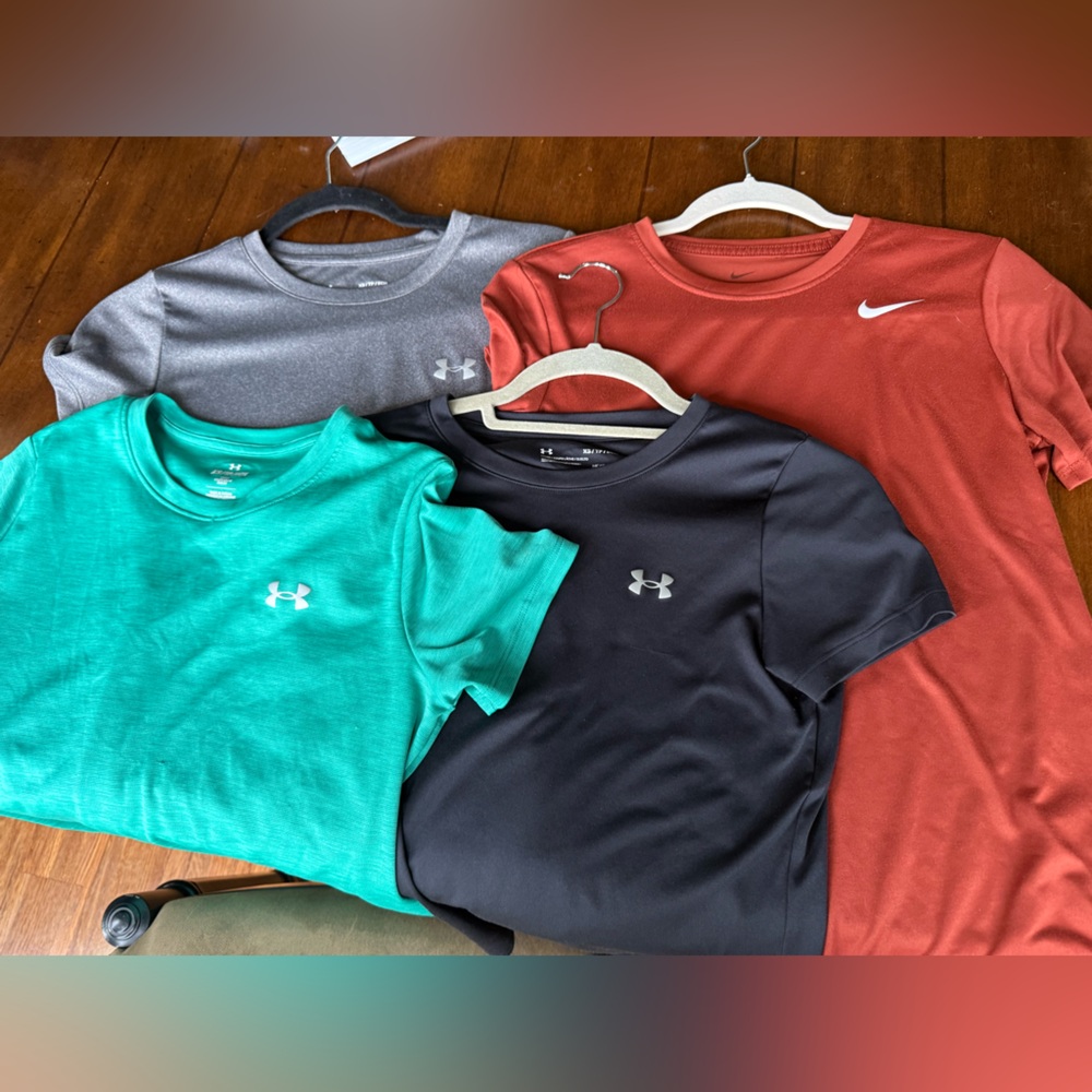 Nike/Under Armour Short Sleeve Tees - Black, Teal, Gray, Red-Orange womens xs